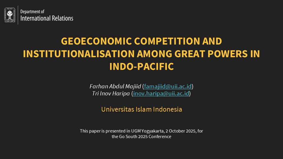Geoeconomic Competition and Institutionalisation Among Great Powers in&nbsp;Indo-Pacific