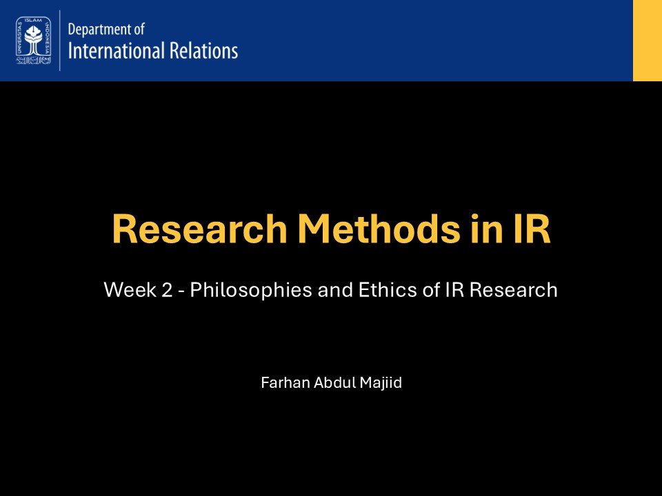Week 2 – Philosophies and Ethics of IR&nbsp;Research