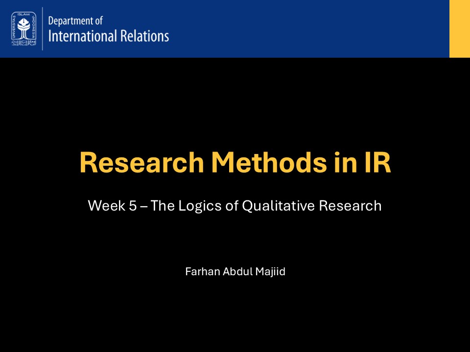 Week 5 – The Logics of Qualitative&nbsp;Research